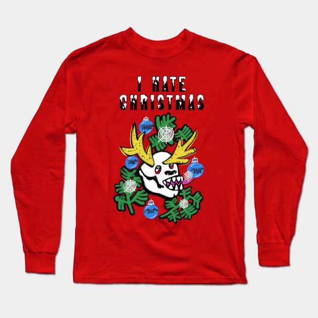 Anti Christmas I Hate Christmas Long Sleeve T-Shirt by okpinsArtDesign
